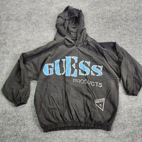 Vintage 90s Guess USA Hooded Nylon Jacket / Windbreaker Mesh Lining Size Large? - Picture 1 of 10